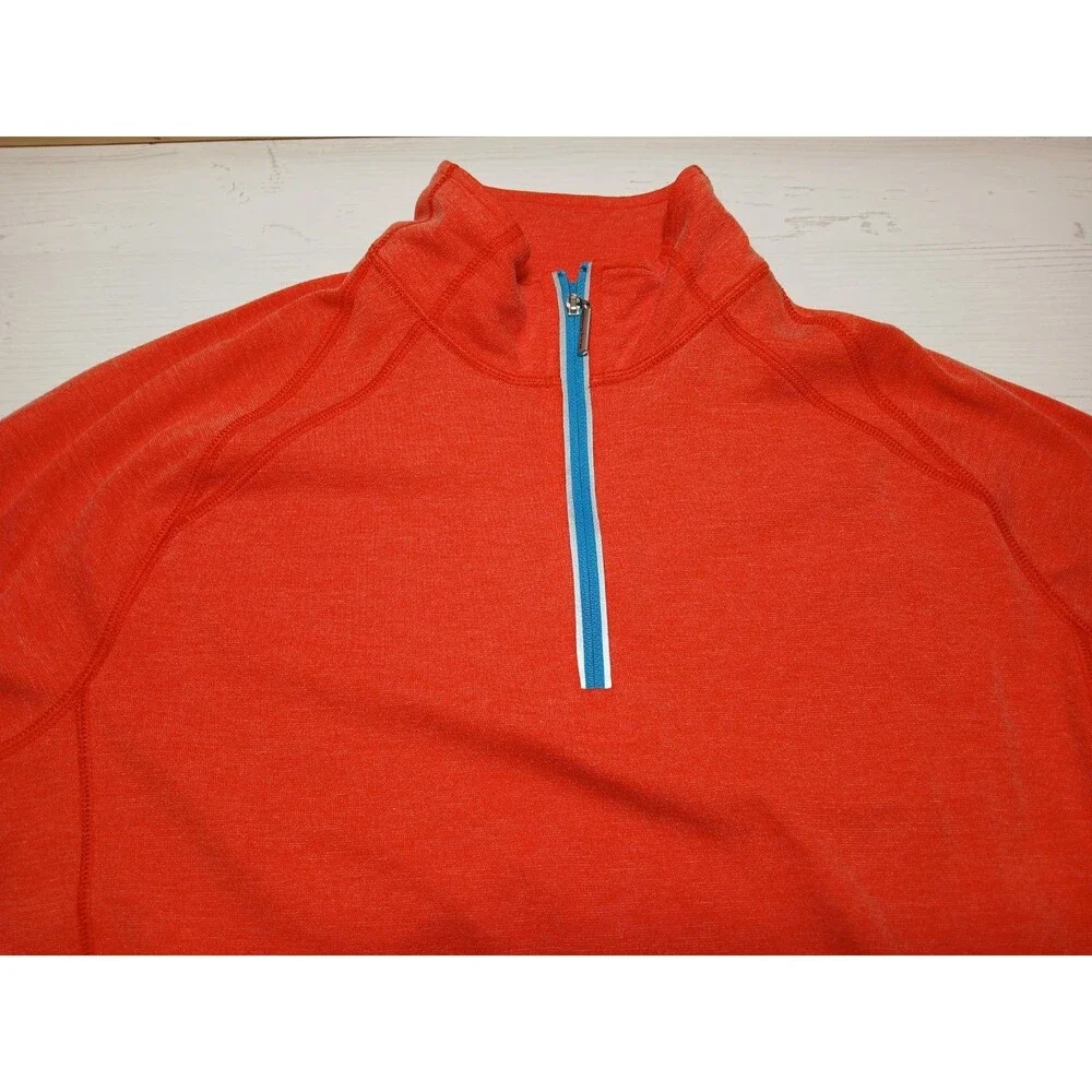 Tommy Bahama Sweater Womens Long Sleeve Pullover Large 1/4 Zip Pink Salmon